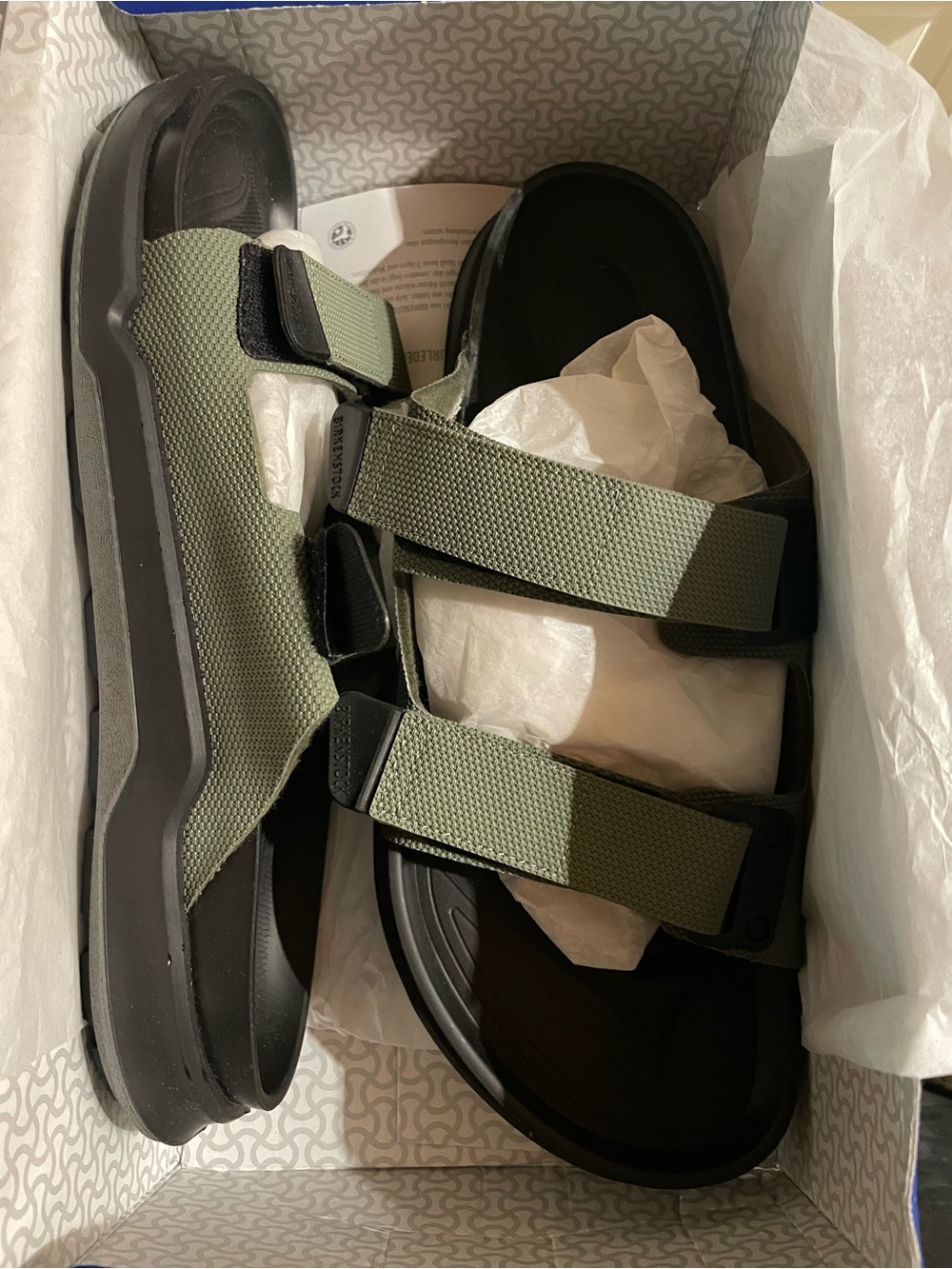 Birkenstock Men's Dual-Strap Sandals in Olive Green and Black/Future Khaki